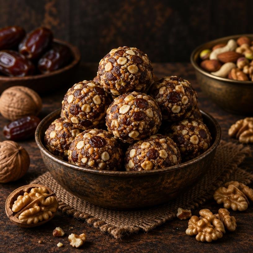 Dry fruits laddoo in a bowl